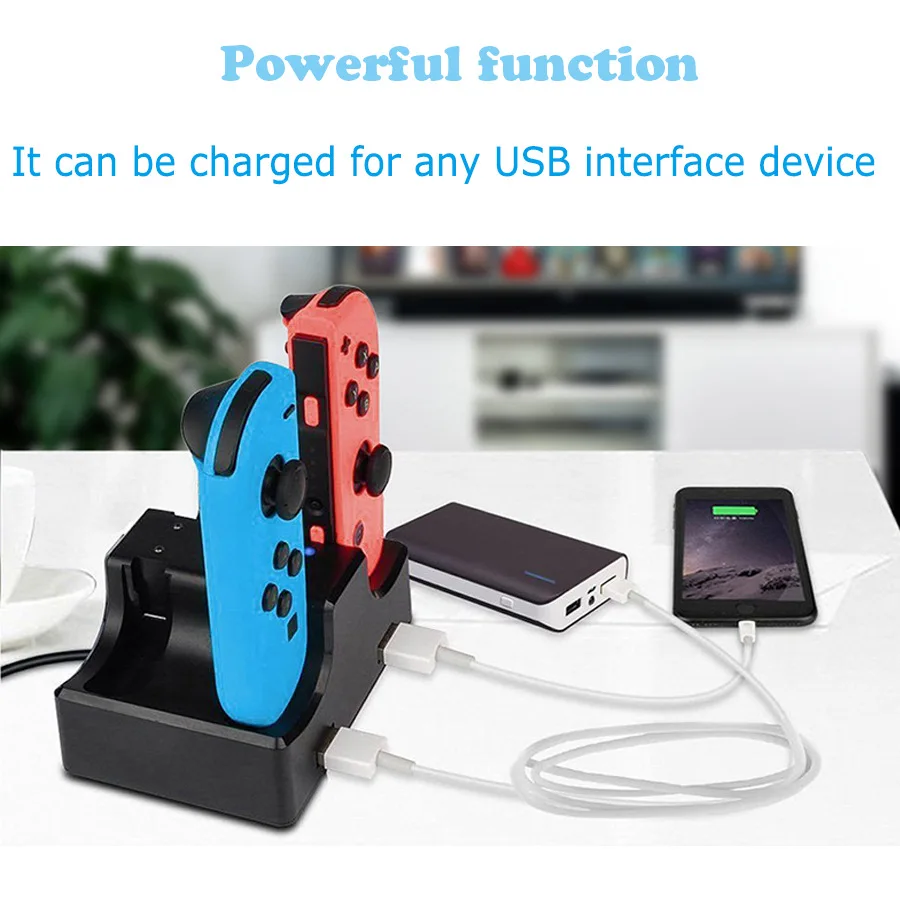 Зарядная подставка для N-Switch Joy Con многофункциональная 4 в 1 четыре сетки Маленький геймпад Зарядное устройство Док-станция USB подключенное зарядное устройство
