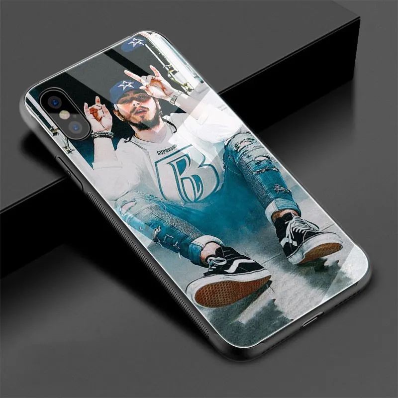 EWAU post malone чехол для телефона из закаленного стекла для iPhone 11 Pro 6 6S Plus 7 8 Plus X XS XR XS Max