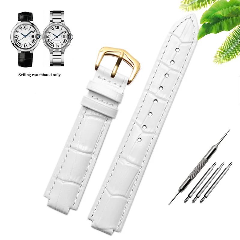 thumbnail image 1 of Correa de reloj de cuero genuino para Cartier Blue Balloon para hombres y mujeres, correa de reloj CONVEX con pasador o hebilla de mariposa, negra y roja, 16, 18, 20 y 22 mm, 1 of 5