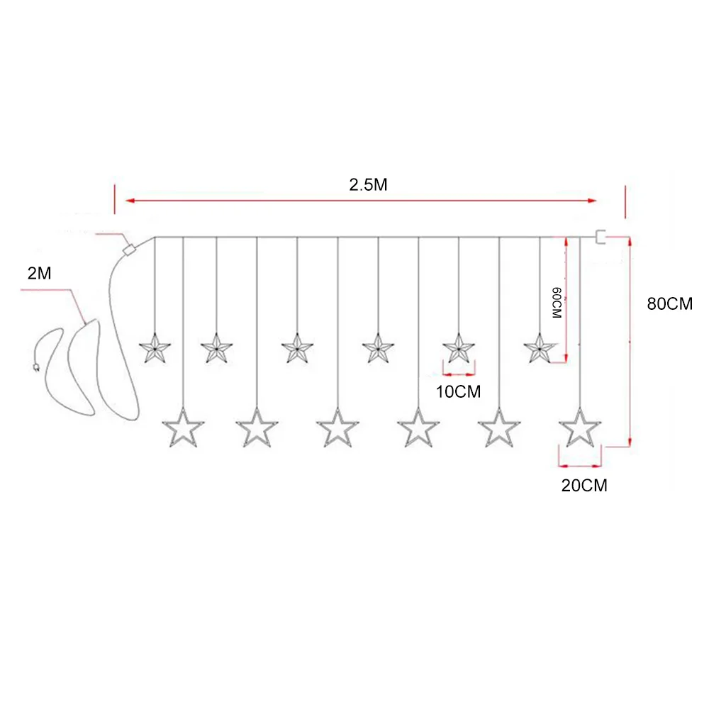 12 Вт Светодиодный светильник со звездами, Рождественский светильник, s украшение, праздничный светильник, s занавес, лампа, Свадебный неоновый фонарь, 220 В, сказочный светильник