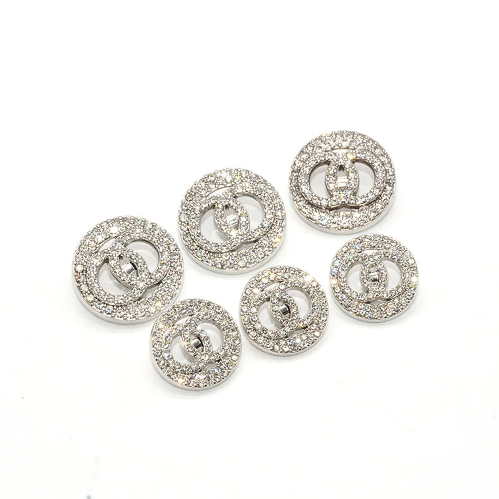 

Silver Rhinestone Buttons Luxury Embellishments for Clothing Fashion Metal CC Buttons Sewing Supplies and Accessories Buttons