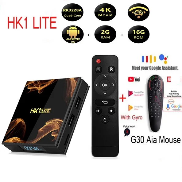 ТВ приставка HK1 LITE Android 9 0 четырехъядерный процессор RK3228A 2 ГБ 16 дополнительно g30