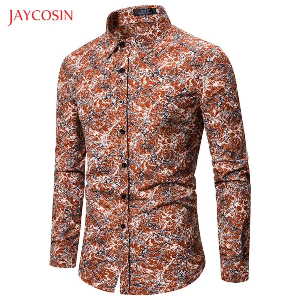 Joycosin, мужская рубашка, зимняя, повседневная, Мужская одежда, Ретро стиль, трещины, принт, длинный рукав, воротник с отворотом, мужские топы, вымытые, старые боты, рубашка