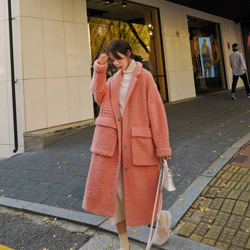 

Winter Clothes Women Loose Orange Faux Fur Jacket Overcoat Female Korean Style Elegant Thick Warm Long Outerwear Coat 8839