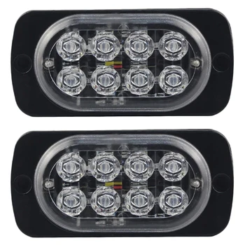 

2 Pack 8-Led Flash Recovery Warning Strobe Car Auto Urgency Emergency Signal Light Fog Flashing Light Blue