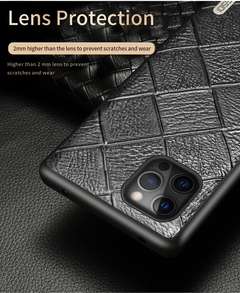 LANGSIDI Leather case For Iphone 12 pro max 11 Square embossing back cover For iphone 12 pro 12 max xr xs max 7 8 plus fundas