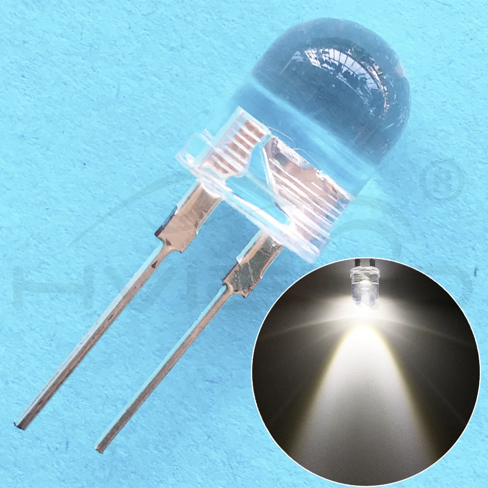 Hviero 10mm White Red Green Blue Yellow Diode Led Round 0.5W power light 3.2~3.6V LED lamp bead light-emitting diodes 30KMCD bulb