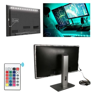 

Four Length USB Light BZ995 24 Colors 5050 RGB LED Flexible Light Strip Adhesive Tape TV Background Lamp + Controller