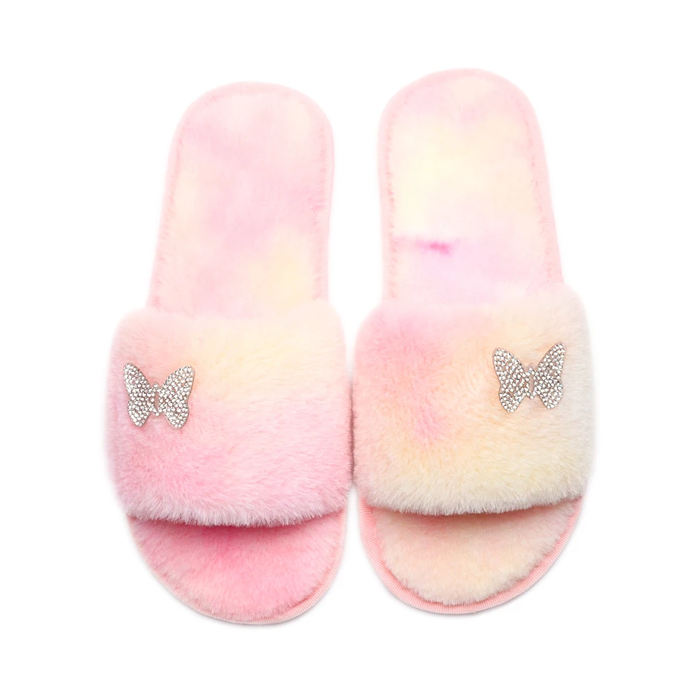 

Women's Slippers Fluffy Slides Enamel Drip Oil Fruit Strawberry Faux Fur Slippers Flats Flip Flops Sandals Winter Warm Shoes