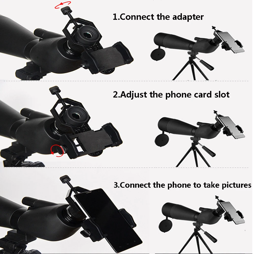 Universal Cell Phone Adapter Clip Mount Binocular Monocular Astronomical Spotting  Elescope Phone Support Eyepiece D: 25-48mm