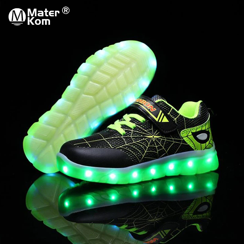 Zapatillas luminosas con luz Led para niños y niñas, zapatos informales brillantes con carga USB, zapatillas de con velcro, talla 26 37| Zapatillas deportivas| - AliExpress