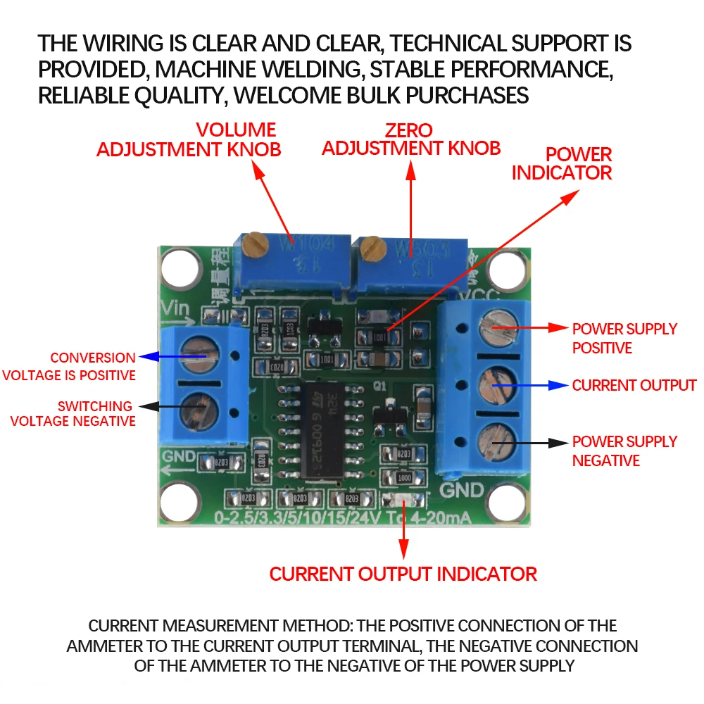 Voltage To Current Signal Conversion Module 0-2.5V/3.3V/5V/10V/15V/24V to 4-20mA Voltage Transmitter Signal Converter Module 2