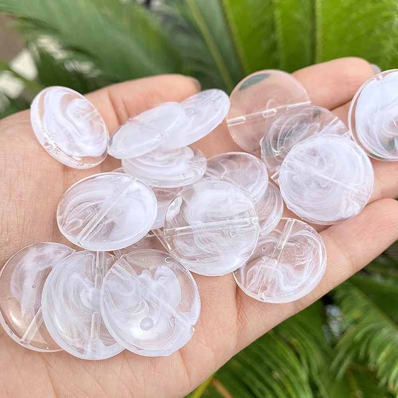 

Newest 25*5mm 200pcs Flat Coin Round Shape Acrylic Jewelry Beads Ornament Accessories DIY Material Handmade Beading Woven Craft