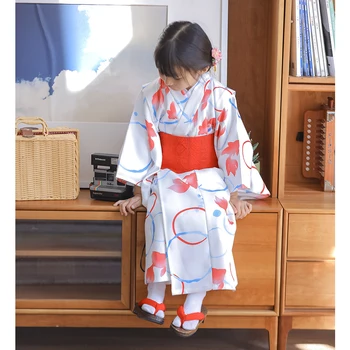 

printed Children's Japanese Style Kimono Yukata Goldfish Design Home Kimono Costume Photography Clothing Girls Costumes SetZL897