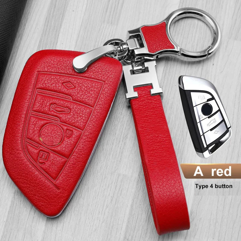 Кожаный чехол для автомобильных ключей, чехол КРЫШКА ДЛЯ хэтчбеков BMW серий 1 2 3 5 7X1X2X5X6 F45 F46 MPV Субару Outback F15 F85 X5M F16 F86 X6M для цепочек для ключей, аксессуары - Название цвета: A red