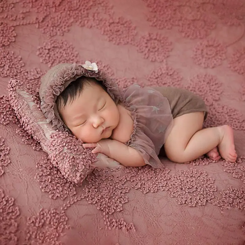 2 Pcs/set Newborn Baby Photo Props Girls Lace Outfits Wraps Hat Set Infants Photography Accessories Mini Pillow Prop