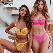 TERMEZY, новинка, кружевной сексуальный комплект с бюстгальтером, пуш-ап, бесшовный, половина чашки, комплект нижнего белья, женский прозрачный бюстгальтер и длинный комплект, нижнее белье, наборы
