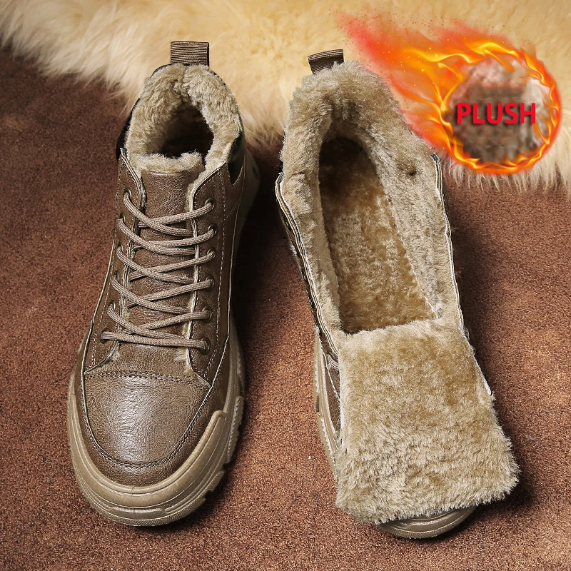 Winter Ankle Boots For Men Sneakers With Fur Lightweight Martin Sport ...