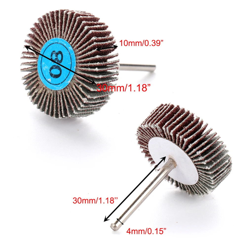 5pcs 80 Grit 4mm Shank Grinding Sandpaper Flap Wheel Sanding Discs for Rotary Tools For Metal Surface Cleaning Polishing