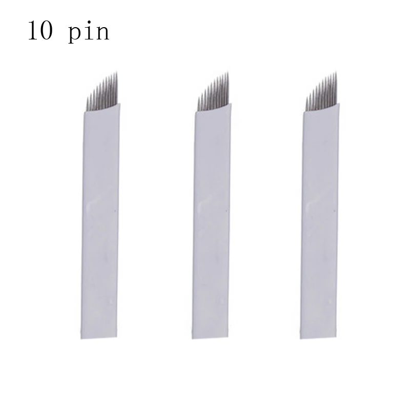 

0.25mm 10 Pin 50/100/500PCS micro Permanent Makeup Eyebrow Tattoo Blade Microblading Needles For 3D Embroidery Manual Tattoo Pen