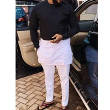 Best Price Dashiki patchwork shirts+white pant men set senator Ankara stylish black/white top and trouser customize man's goom suit Best Price Dashiki patchwork shirts+white pant men set senator Ankara stylish black/white top and trouser customize man's goom suit