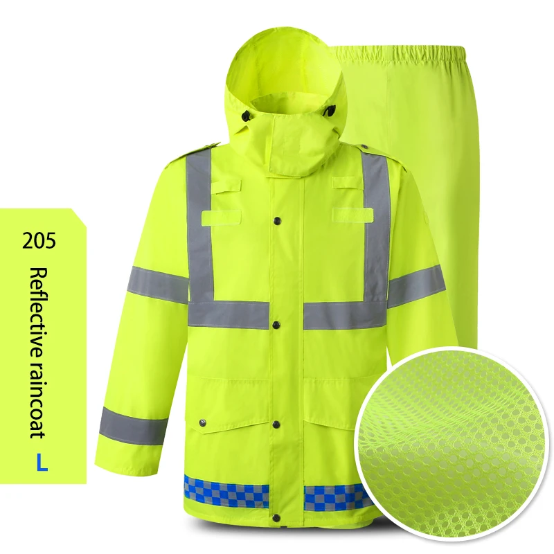 Зимняя одежда с длинными рукавами, плащ-дождевик Светоотражающие Предупреждение от холода водонепроницаемый светоотражающий безопасный жакет дождь брюки - Цвет: 205 L Quick dry