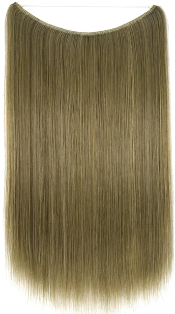TOPREETY Heat Resistant Synthetic Hair 100gr Silky Straight Elasticity Invisible Wire Halo Hair Extensions 8006 68-613