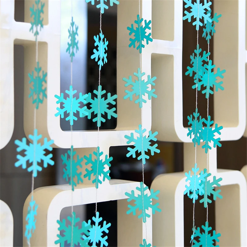 Рождественские украшения для дома и формирующая листы для кровли 4 м Снежинка круглые звезды Бумага цветочной гирляндой, рождественские украшения год кулон Kerst. Q - Цвет: Sky blue