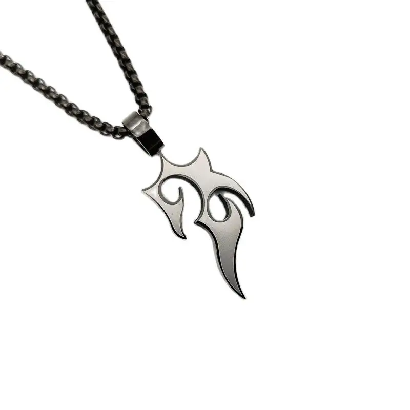 IP черное покрытие нержавеющая сталь пламени узор кулон ожерелье из нержавеющей
