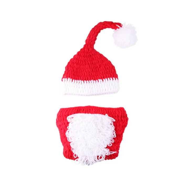 Hand-woven Newborn Christmas Costume Cute Baby Photography Props Christmas Hat Christmas Knit Baby Set