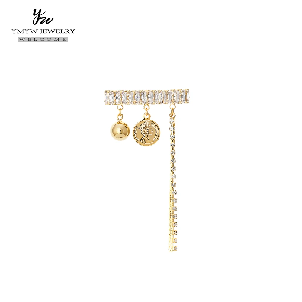 

YMYW Fahion Exquisite Copper Zircon Tassel Portrait Brooches Personalized Dangle Charm Brooches for Women Girls Party Gift