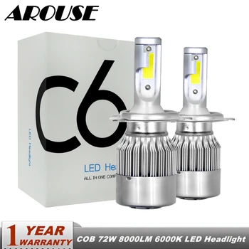 

AROUSE 72W 8000LM COB C6 LED Headlight 6000K H1 H3 H4 H7 H11 880 9004 9005 9006 9007 Car LED Headlight Bulb DC12v Car Fog Light