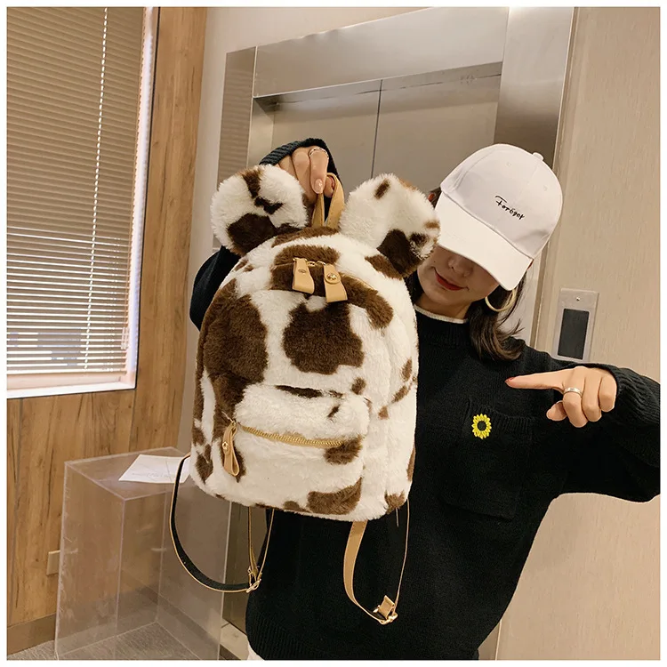 Stylish Backpacks cheap Plush Backpack Female Fashion Wild Rabbit Ears Cute Mini Backpack Kid's 3D Cartoon Animal Backpack Children's Plush Bag awesome stylish backpacks