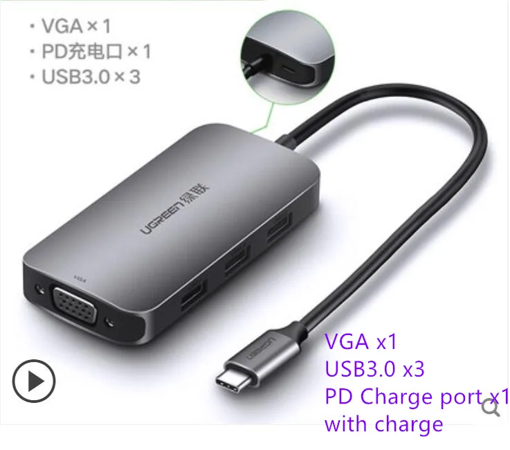VGA type Тип-c USB-C док-станции для ноутбука адаптер конвертер деконцентратор для Apple samsung huawei ноутбук мобильный телефон и т. Д. A009 - Цвет: VGA type