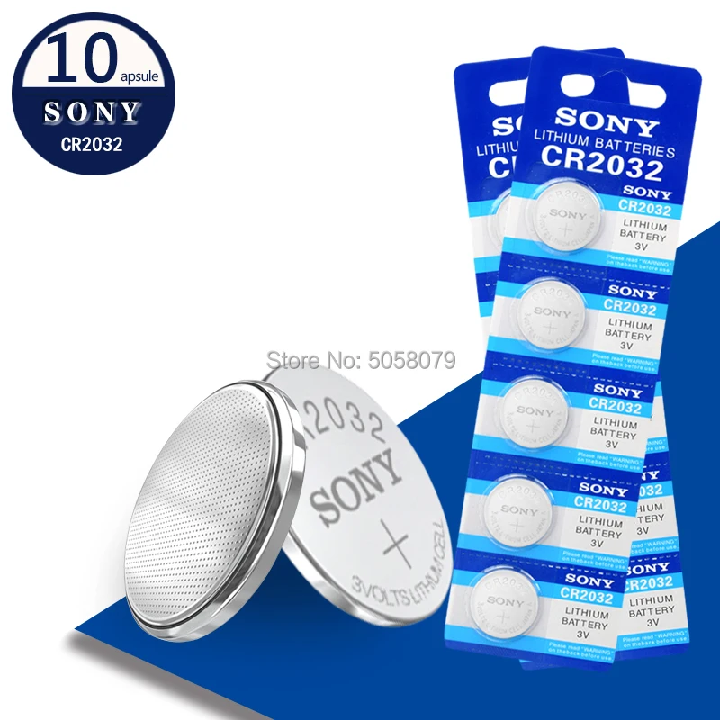 SONY 10 шт. CR2032 CR 2032 кнопочные элементы литиевая батарея для часов игрушек Кнопочная
