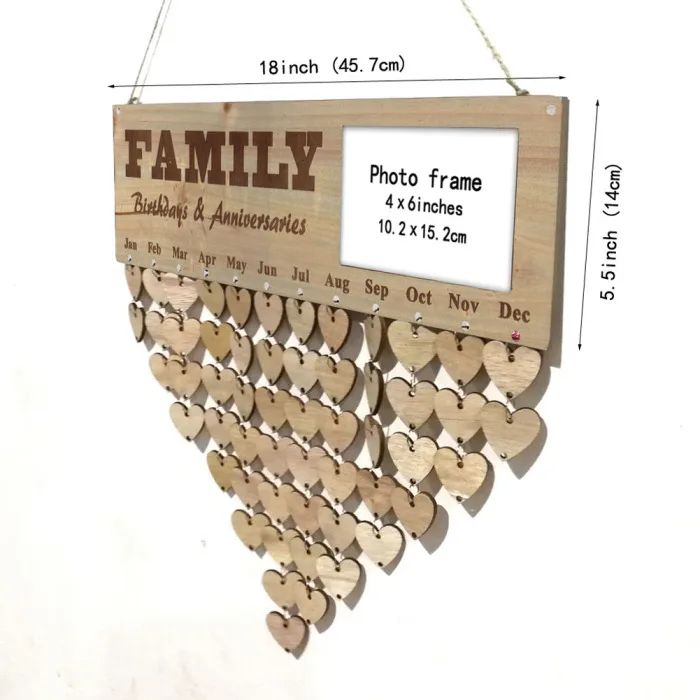 Hot Wood Birthday Reminder Board Birch Plaque DIY Calendar Special Dates Planner Board Decor PLD