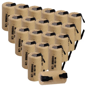 

20 pcs SC battery 1.2V SUBC batteries rechargeable 1400mah flat top color random