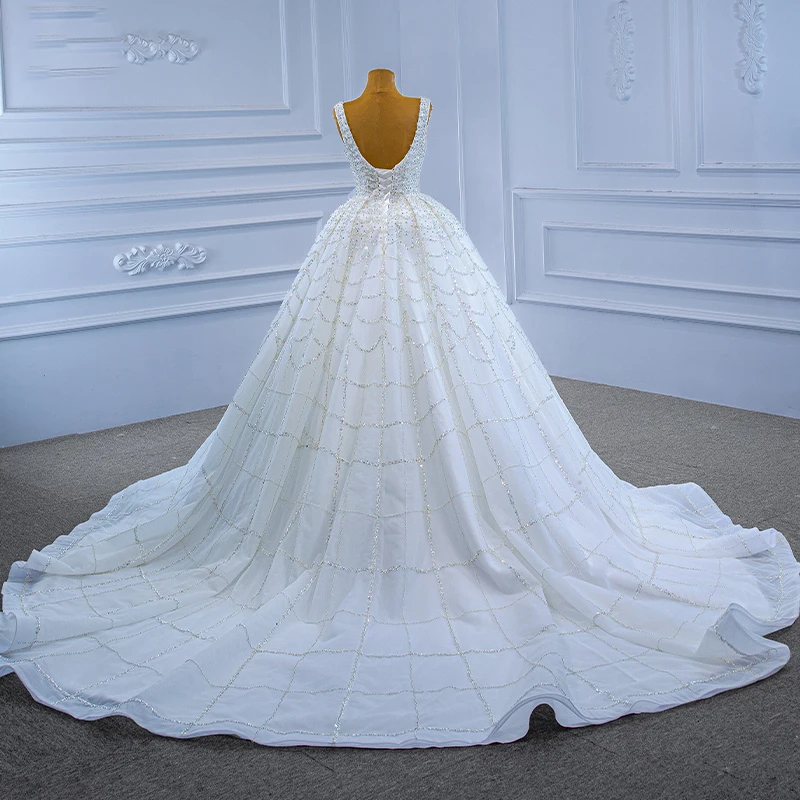RSM67377 wedding dress 2021 bridal high quality glitter crystal white wedding party long dresses vestido de noiva princesa 2