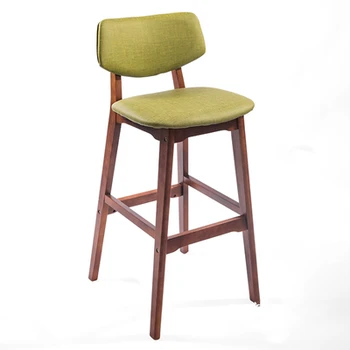 

Nordic solid wood bar chair backrest home bar stool simple front desk bar chair creative high stool