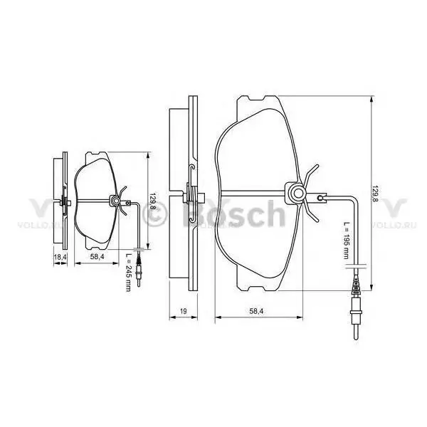 0986424033 BOSCH ДИСКОВЫЕ КОЛОДКИ ПЕРЕДНИЕ