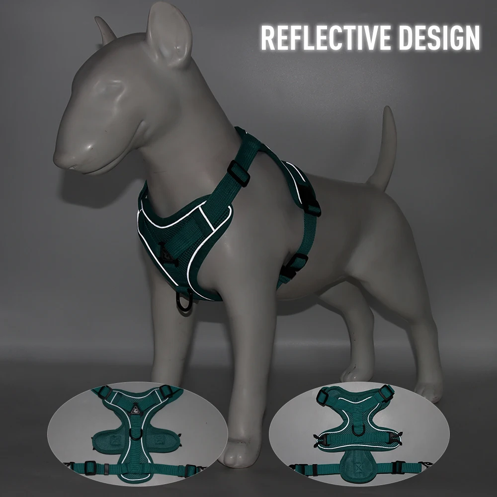 Pet Reflective Nylon Dog Harness No Pull Adjustable Medium Large Naughty Dog Vest Safety Vehicular Lead Walking Running 3