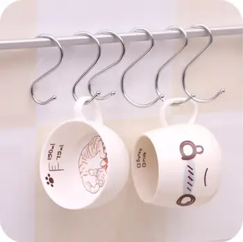 

S Hooks Stainless Steel Metal S-shaped Hooks Bathroom Kitchen Coat Hooks Hanging Hanger Storage Holders Organizer Household