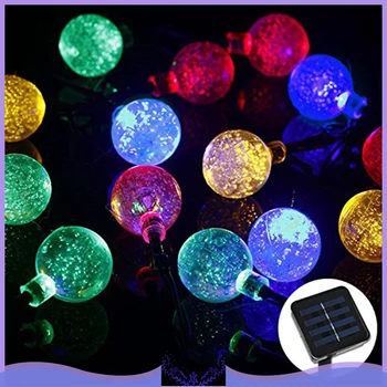 

30 LED Crystal Ball Solar Powered Outdoor String Lights for Outside Garde Christmas Fairy Valentines Wedding Decoration Lamp