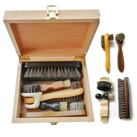 Handmade Strong and Durable Shoe Brush Storage Box, Natural Wood, Clamshell Cleaning Tool, Toolkit 1