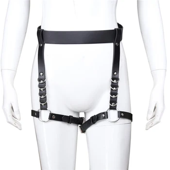 

Womens Black Punk Studded Leather Harness Garter Belt Waist Leg Cincher