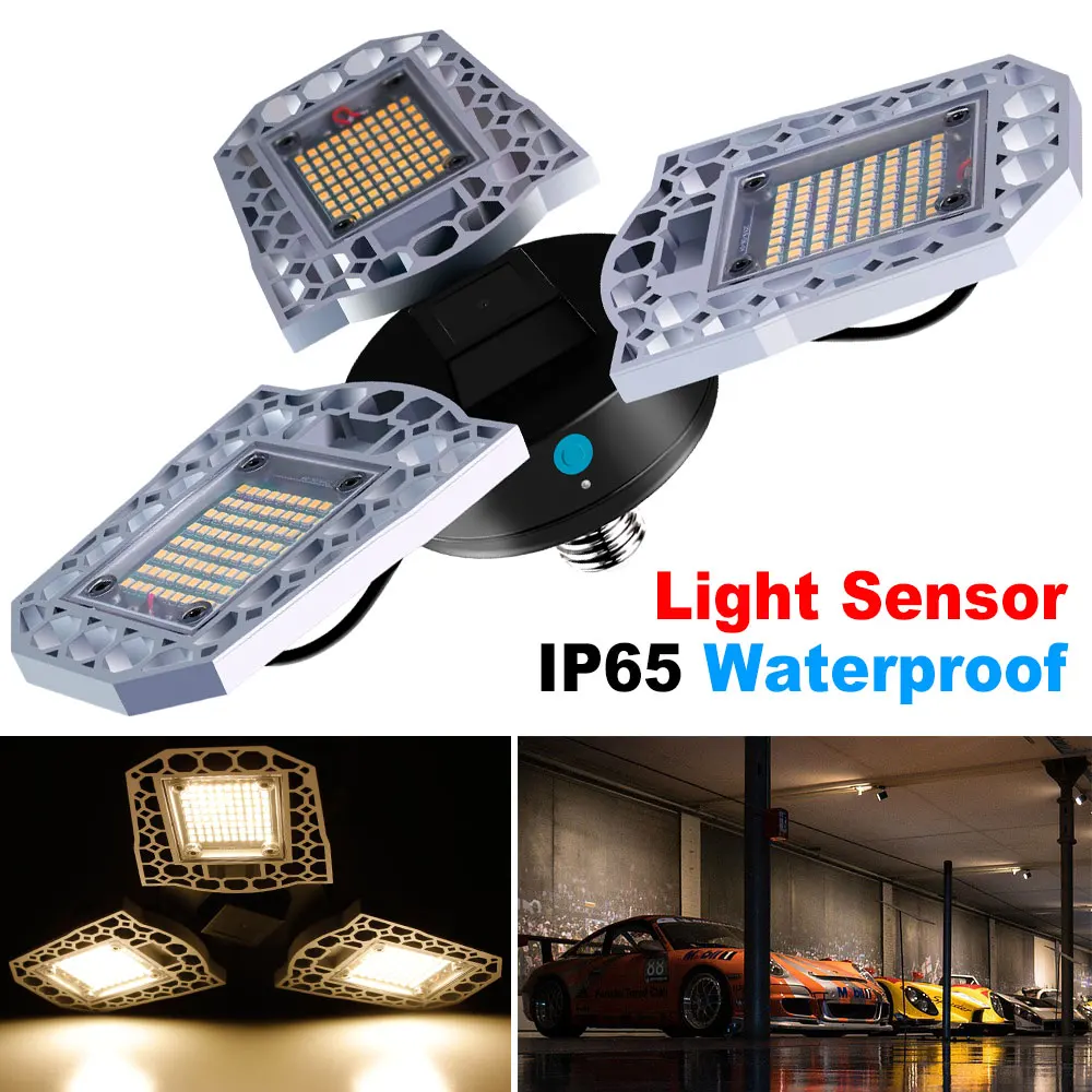 

LED Lamp E26 Ampoule LED E27 100W LED Bulb 60W 80W Garage Light Sensor 220V Deformable Light For Warehouse Factory Lighting 110V