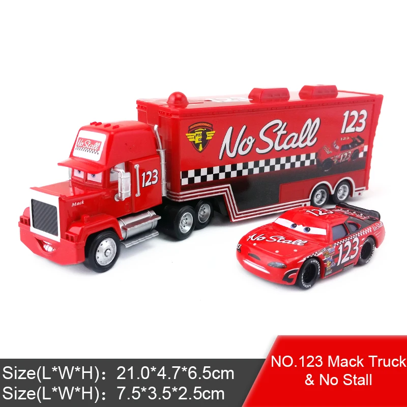 20 видов стилей disney Pixar Cars mack truck+ маленький автомобиль Чико Хикс Маккуин 1:55 литой под давлением сплав и пластиковые модели игрушки для детей, подарки - Цвет: No 123 (2pcs lot)