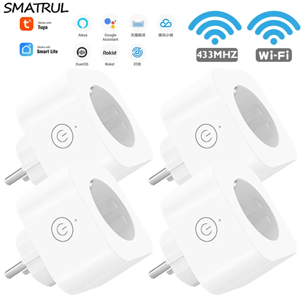 

SMATRUL Tuya Smart Life wireless Electric socket Wall Outlet WiFi RF 433Mhz EU plug Switch Light APP Google Home Amazon Alexa