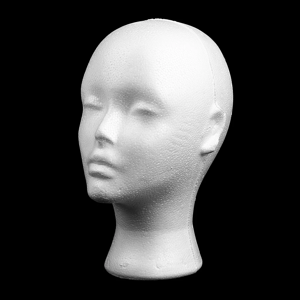 Mannequin Head Female Foam Exhibitor for Cap Headphones Hair Wigs Woman Wig Display Head Styrofoam Model Head