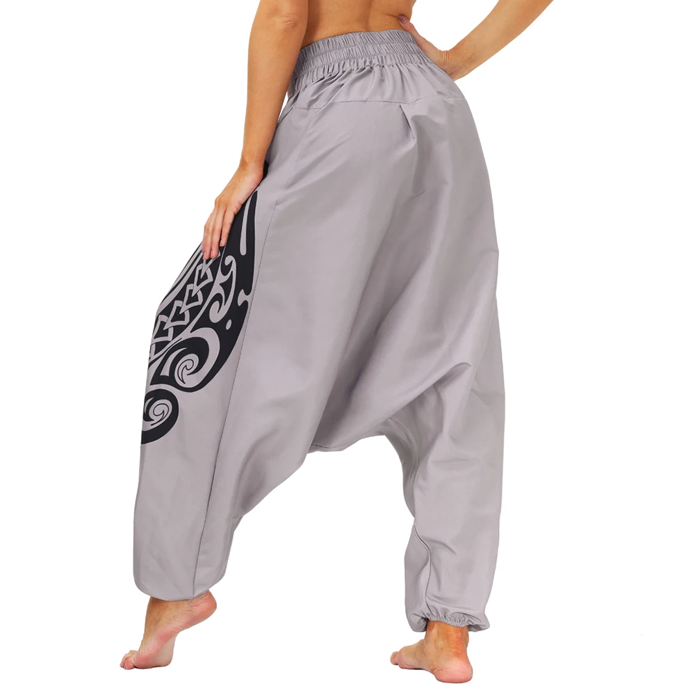 Women and Men Drop Bottom Elastic Waist Loose Fit Baggy Gypsy Hippie Boho Aladdin Yoga Harem Pants - Image 5